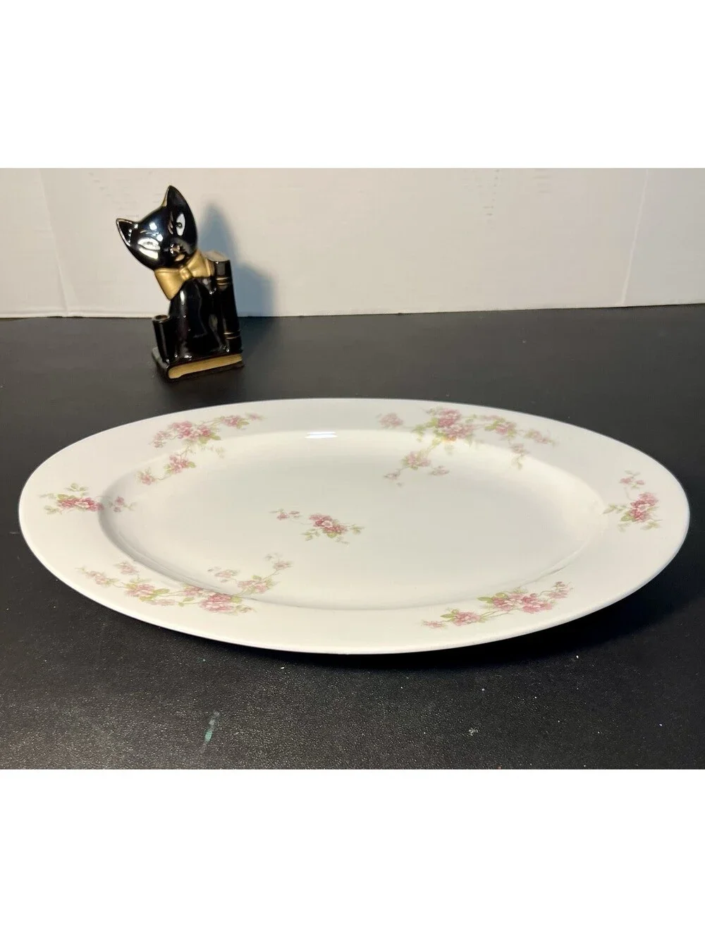 O&EG Royal Austria 1900s Pink Floral Porcelain Oval Serving Platter, 16x11”